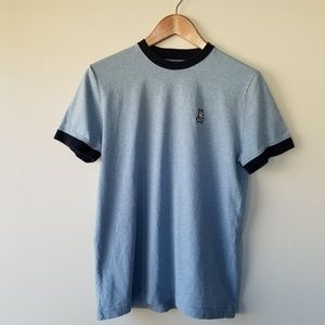 Psycho Bunny: Blue ring collared t-shirt – S/M